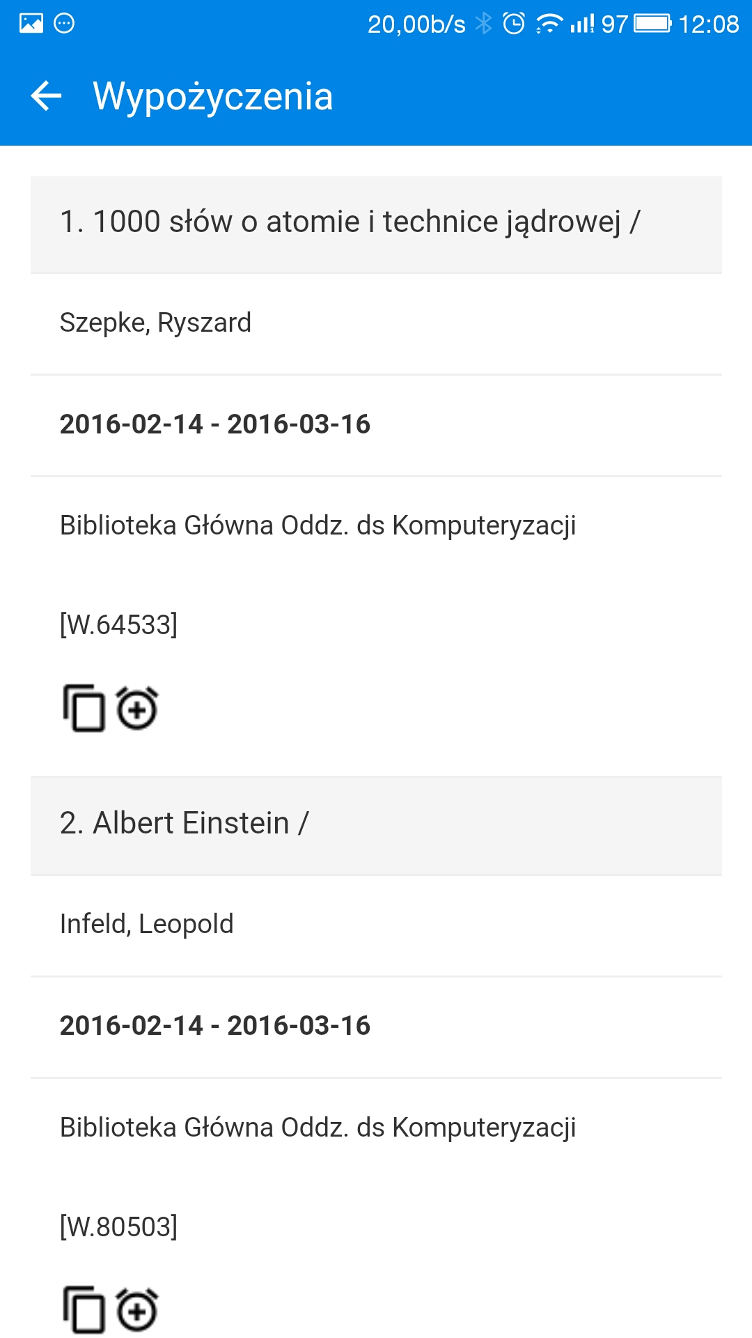 ANDROID: Wypożyczenia